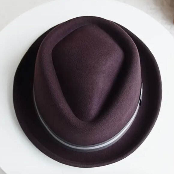 Wool Felt Jazz Top Hat Fedora - Color: Coffee - Picture 3 of 7